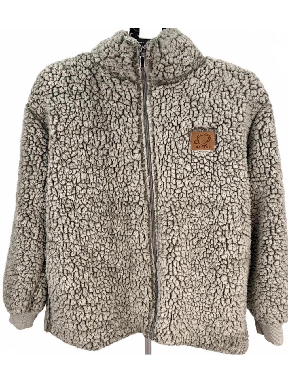 Shelly Cove Women's Gray Sherpa Jacket Size Large Cozy Plush Zip-Up
